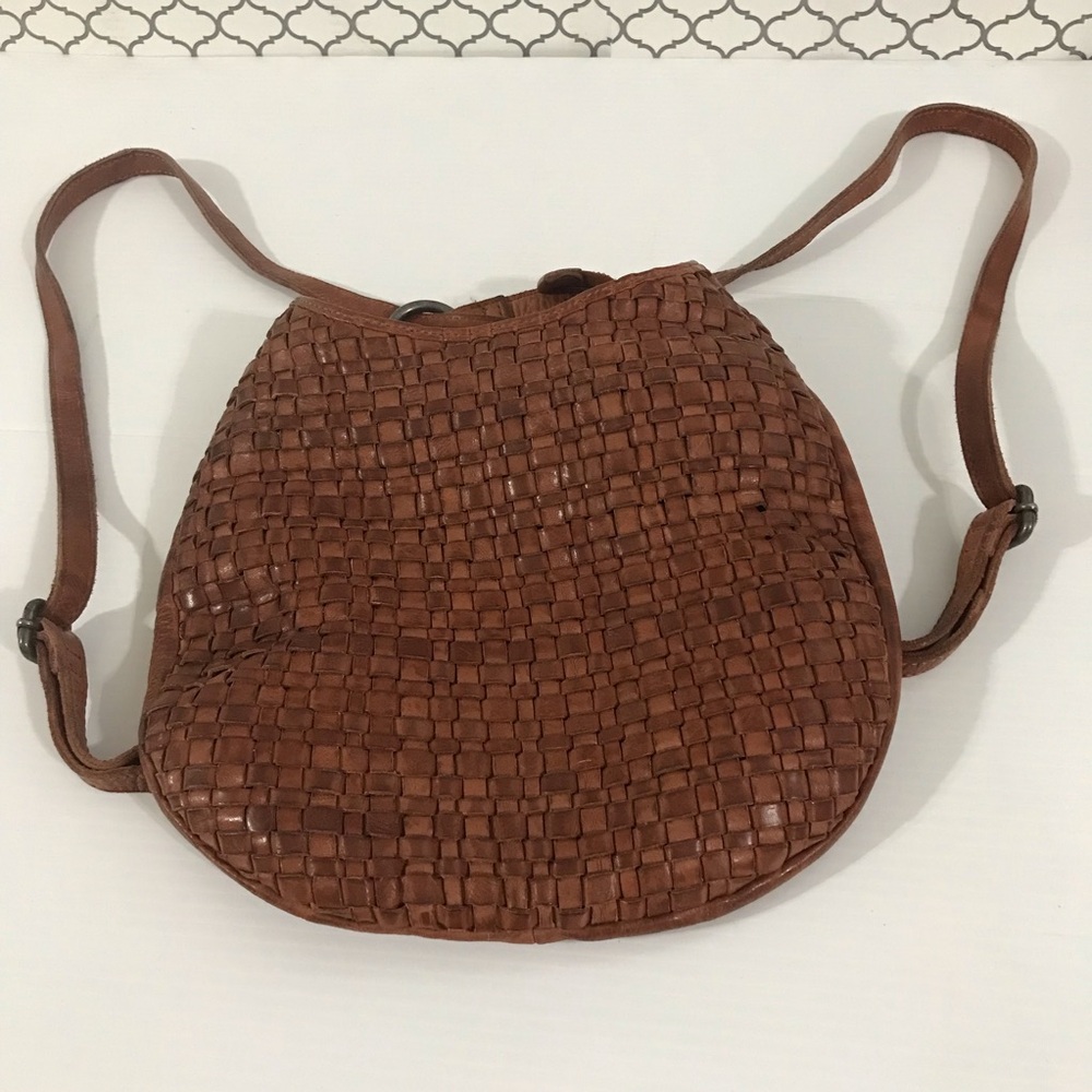 Vilenca Holland Woven Leather Backpack Brown